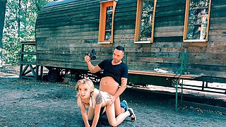 Slender slut gets fucked in the woods and taped doing nasty things