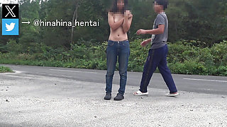 [Outdoor exposure] When I was sitting on the side of the road, a motorcycle passed 💦 by Please come to the fan site for the continuation!　　Japan / Outdoor / Lori / Shaved / Japanese
