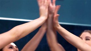 Girlsway - lonely female dom housewife secretly predominates her sumptuous blonde neighbor in her backyard