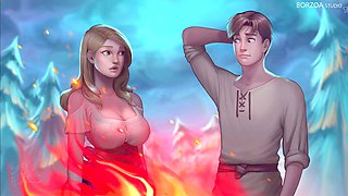 Gigantic-titted gypsy meets cute anime blonde for the first time