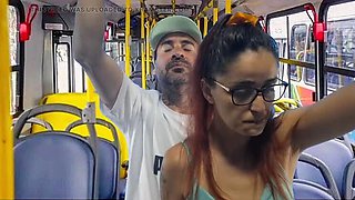 Public Transport Sex - Amateur Couple Fucking Doggy Style on Bus with Fanny Squirting