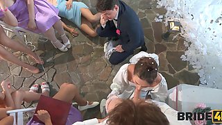 To Pay Back To Her Cheating Fiancé, a Sexy Bride Indulges In Public Sex With the Master Of Ceremony