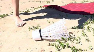 Laimites strips naked at the beach having fun - WeAreHairy