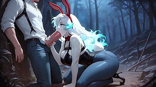 ATKINS HEAVEN - Late Night Blowjob By A Sexy Bunny With Thick Thighs In A Forest