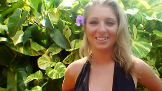 Hot Blonde Neighbor Fingers Herself Outdoors Then Dildo Fucks Indoors