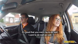 Fake Driving School - Gorgeous Redhead Ella Hughes Begs Examiner for a Chance in Hardcore Sex Video
