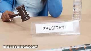 Reality kings - college girl council president rhae woods pulls out her horny side with mike ox