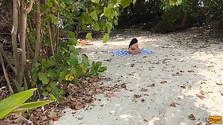 Public Pickup Stepmom and Stepdaughter on Beach - Risky Dick Flashing