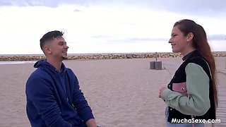 Spanish Babe Fucked on Public Beach - Outdoor Blowjob & Doggystyle with Tommy Cabrio