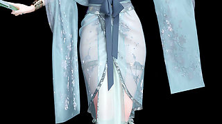 [mmd] Brilliance Sends Bright Moon Blue Erotic Hanfu Belly Pocket Ancient Style Striptease
