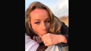 big tits dirty  thot sucking dick and swallowing cum publicl