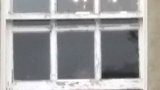 Tits in Hotel Window Very Public Julie Cunningham Flashing Huge Natural 38F Tits