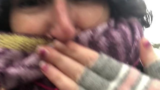 Flashing My Tit with Rock Hard Nip in Fucking Filthy Weather