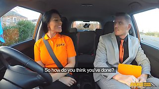 Hot suntanned college girl given a excellent ol' fashion facial cumshot - fake driving school