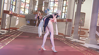 Featured Aponia - Nun with Phone Number Striptease, White Stockings, Plump Big Butt, Nipple Piercings, Jiggling Big Tits