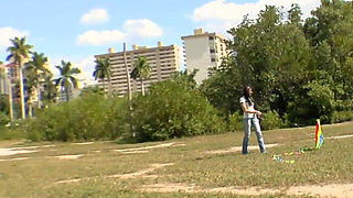 Brunette Babe Fingers Blonde in Steamy Outdoor Threesome