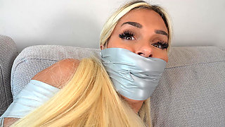 Emma & Sassy Tape Bound and Wrap Gagged Tight by the Invader! (4k)