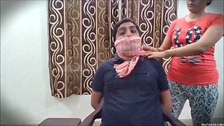 Lazy Husband Punished with Gagging