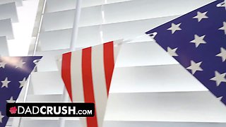 Insane daughter-in-law does a little undress tease for her stepdaddy to feast independence day