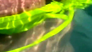 Artemisia Love Swimming in the Pool Flashing Her Big Juicy Boobs and Smoking a Cigarette