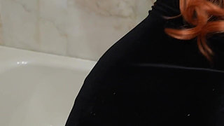Cheating Wife. Risky Anal in Bathroom While Husband in the Next Room