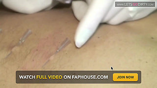 Hot guy enjoys as he gets pinned on the back and a vibrator in her ass