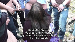 Hot wife gangbanged by over 10 strangers in the woods