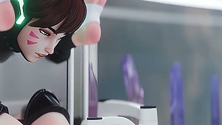 D.va - Clit Stroker & Anal Fuck Machine Squirt Overwatch 3D Fetish Porn