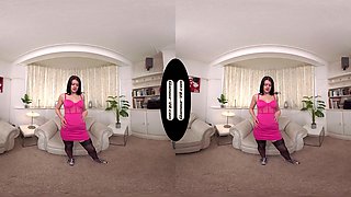 Kelsey Pink Party Dress with Black Stockings & Special Treat - 8K VR