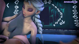 Frozen Threesome - Elsa And Anna Sharing Big Cock - Sucking, Fucking, Swallow And Much More ( 3D Amazing Uncensored Animation )
