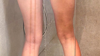 Omorashi Teen Pee Holding In Shower: Desperate Girl Squirming & Gaping Asshole Power Pissing Close Up