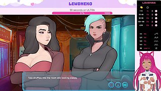 LewdNeko the VTuber showcases solo fun in Sleeve Shock with big tits and cyberpunk flair