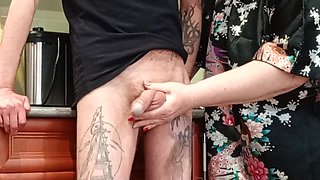 Cumming with Hot Thick Cum in My Friend's Mouth Which She Swallows