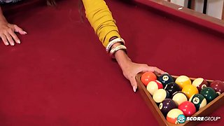 Milf Harlow Gets Up On A Pool Table And Plays With Her Pussy