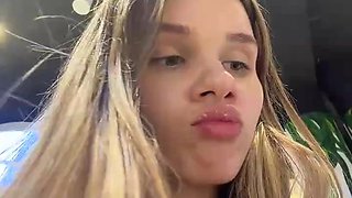 Stunning Blondie School Woman Taunts on Web cam Live Display