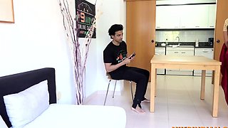 Indian Man swallows MILF maid's piss from her pussy and