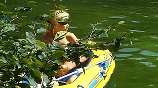 Debbie Masturbating in a Rubber Boat