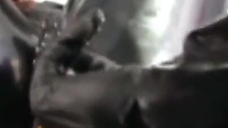 Caged and gagged Rubber Sissy get fucked