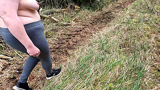 Complete Naked Girl in the Woods and Whipping Her Body and Genitals