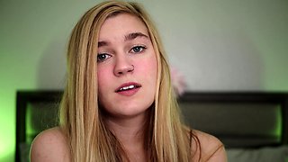 Sexy teen stripping panties and masturbating