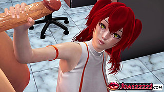 Nena Trinity: Big Tits Lab Assistant in 3D Animation - Indulge in a Standing Handjob for Big Dick Service, Glory Hole