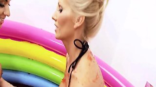 Krystal Webb and Sammy Jayne Fuck Hard in Jelly Pool Bikinis