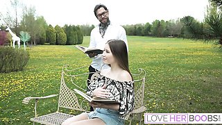 Cute Dean and Amalia's boob worship smut