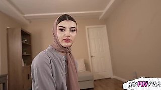 Hijab Teen Princess Deep Throat Blowjob & Facial Cumshot POV
