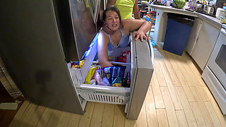 asian stepsister stuck in freezer gets pounded hard from behind