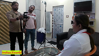 Beautiful TV Presenter First Time Threesome Sex! Don't Cum Inside