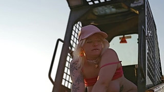 A Young French Wo Masturbate Herself on Her Dildo in a Tractor
