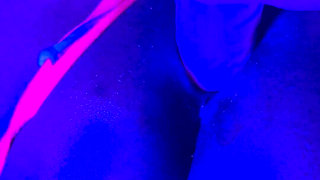 Ebony Goddess Leaking Neon Thong & Dildo Squirt