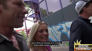 Real 3some public fucked German mature swallows fresh cum