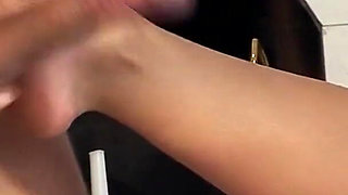 Cute skinny teen Kicsi gives stepbrother footjob and gets fucked hard